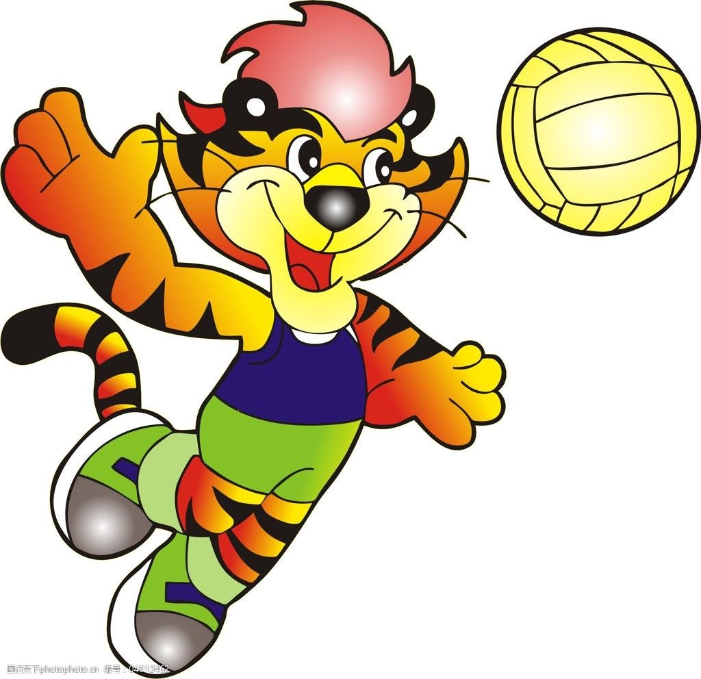 印花矢量图卡通动物老虎可爱卡通色彩免费素材