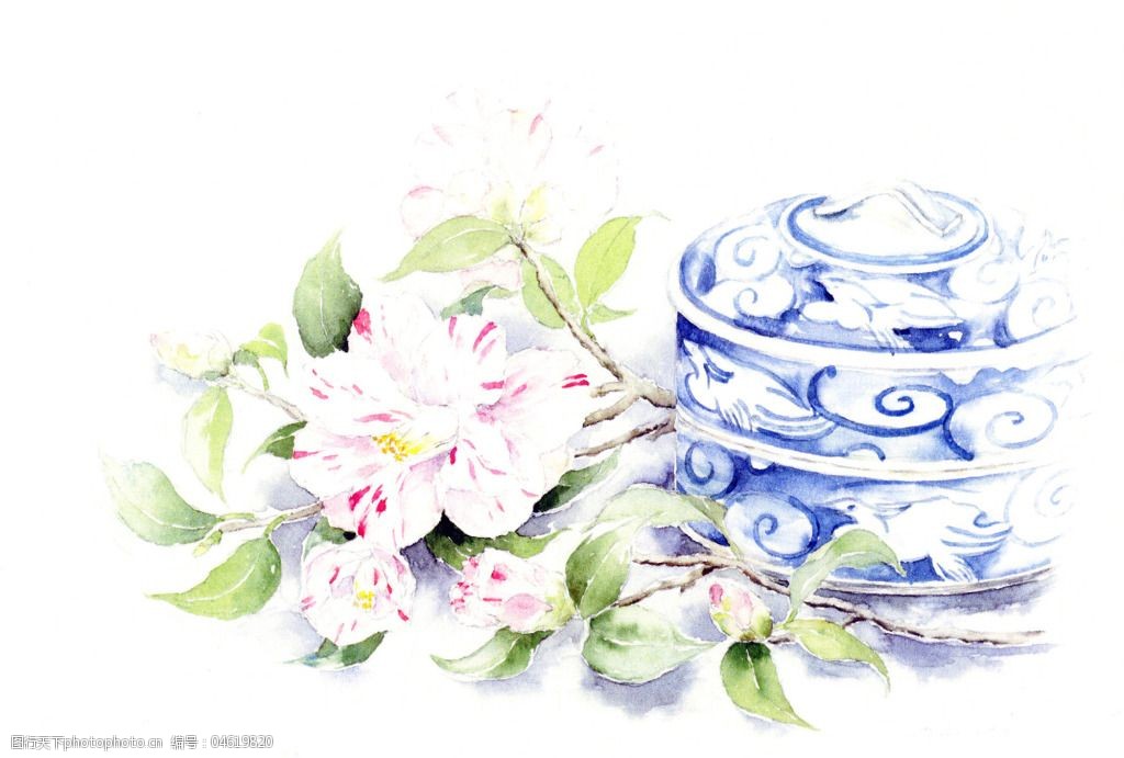 关键词:花卉水彩插画免费下载 唯美壁纸 花卉水彩插画 青花瓷插画