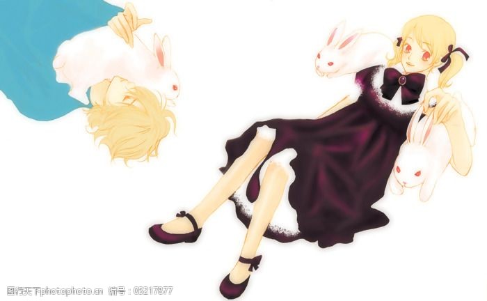 位图少女青年兔子白色免费素材