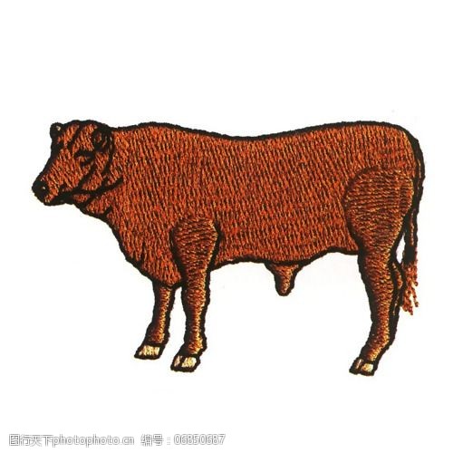 绣花动物牛色彩棕色免费素材