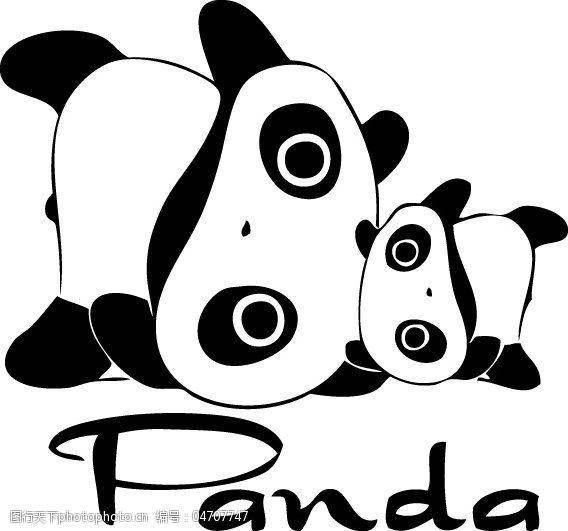 印花矢量图动物熊猫文字英文免费素材