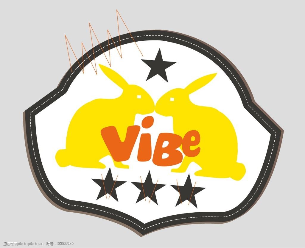 印花矢量图徽章标记动物兔子文字免费素材
