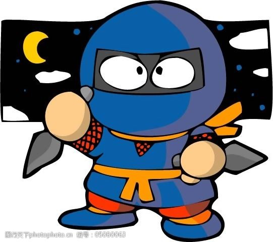 印花矢量图可爱卡通蓝色蒙面夜晚免费素材