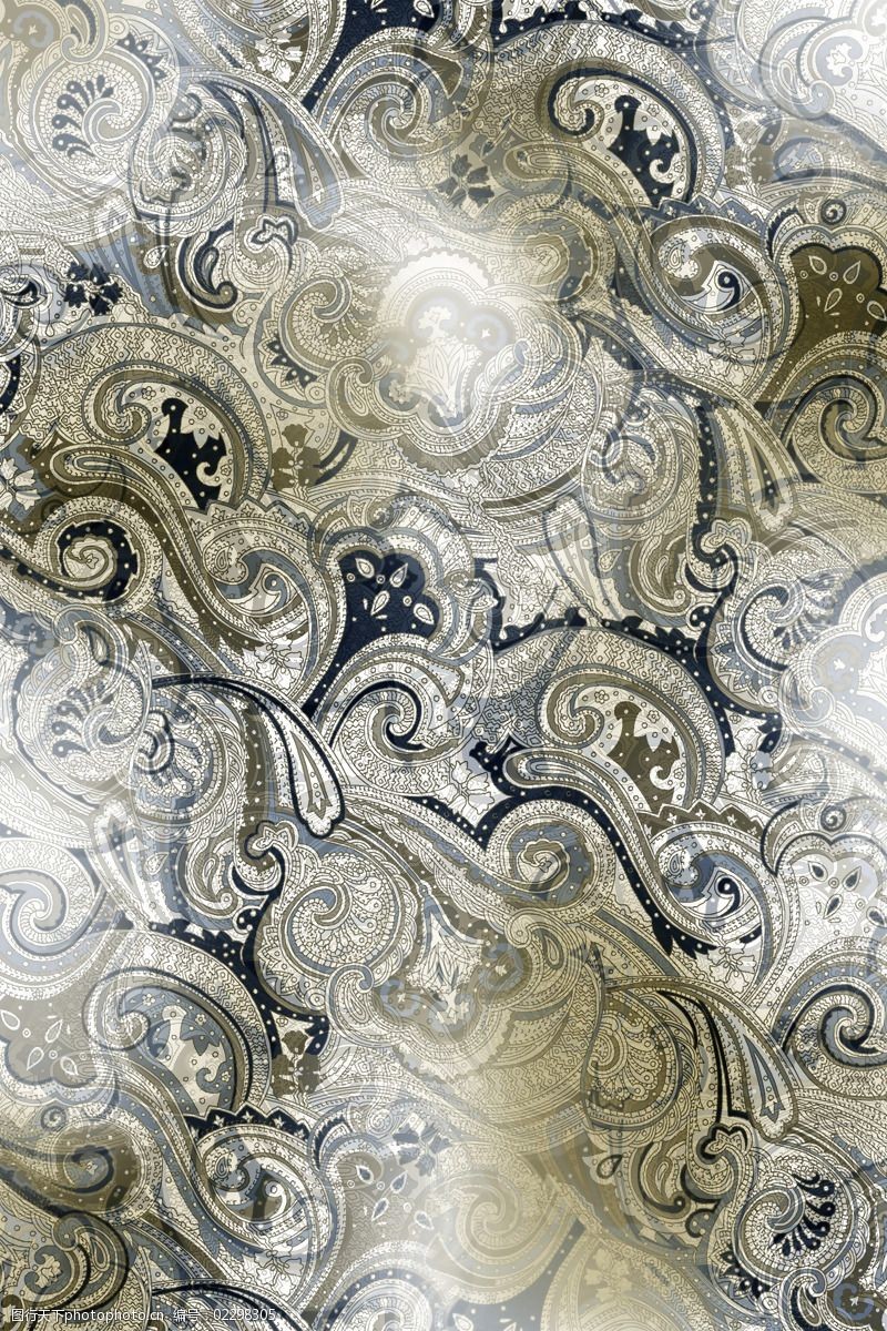 位图佩斯利涡旋纹植物花纹免费素材