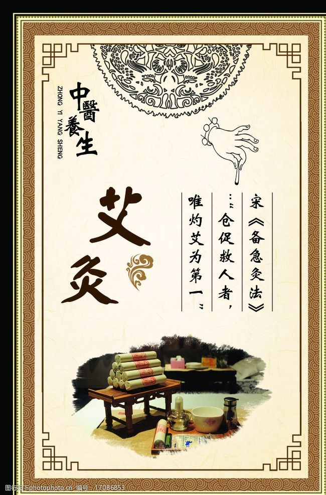 艾灸养生展板图片