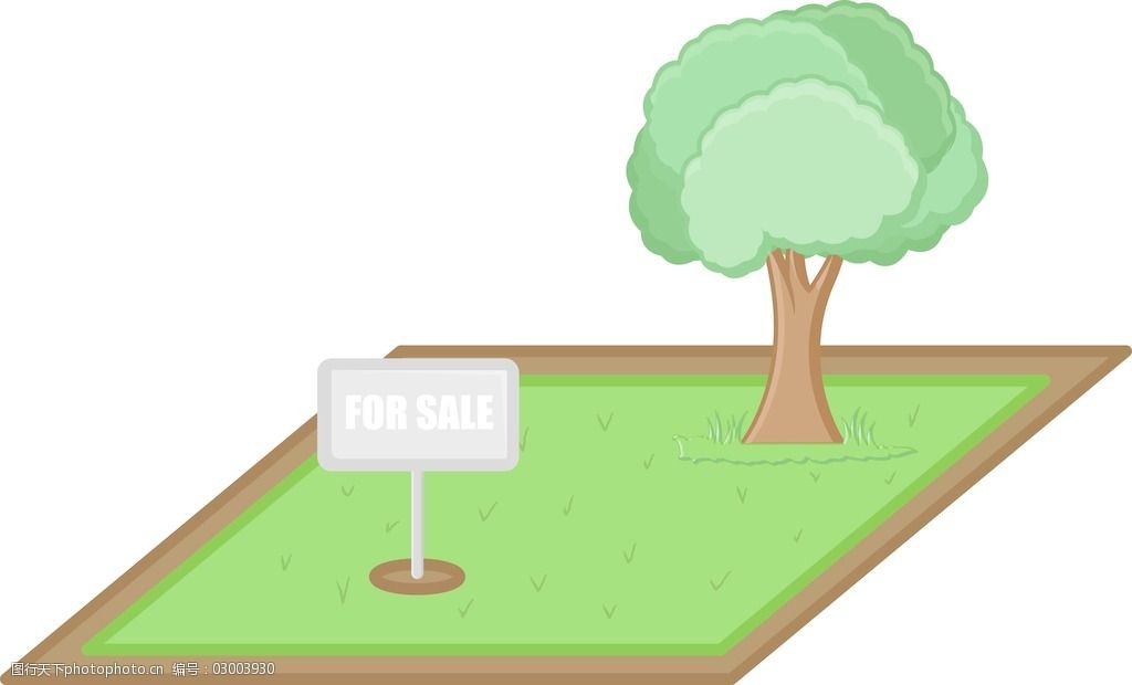 土地出售房地产概念矢量字符的卡通插画
