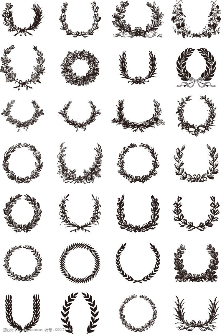 黑白花边花纹矢量素材