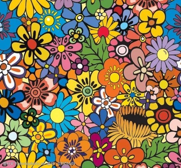 设计图库 设计元素 生物静物 关键词:明亮的嬉皮士花卉背景矢量 60