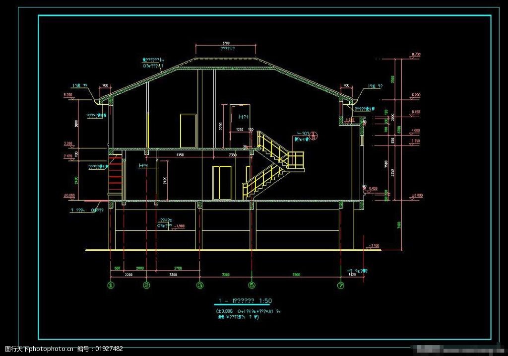 別墅cad剖面圖