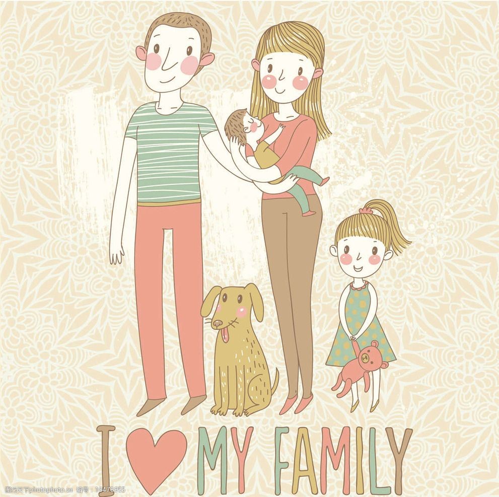卡通人物家庭图片