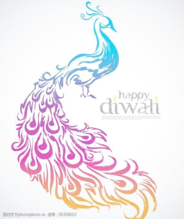 关键词:排灯节背景矢量素材01免费下载 背景 节日灯 孔雀 图案 中风