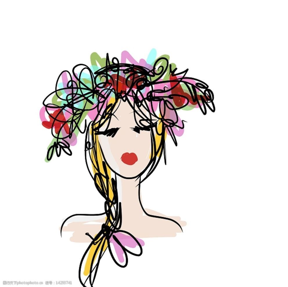 矢量女孩花环头饰图片
