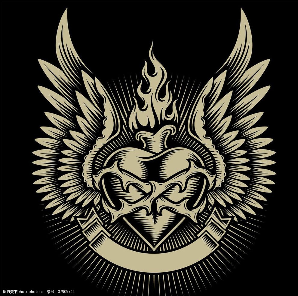 骷髅t恤图案纹身设计图片