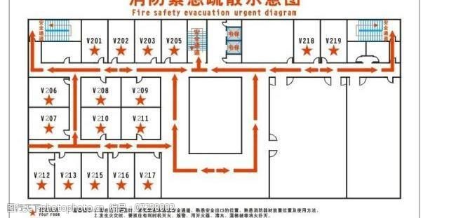 消防指示圖走火圖平面圖酒店賓館客房圖片