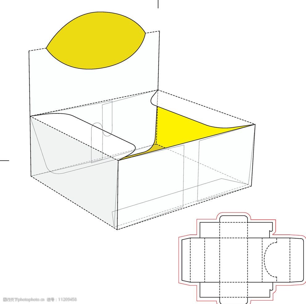 间壁封底式盒子设计图图片