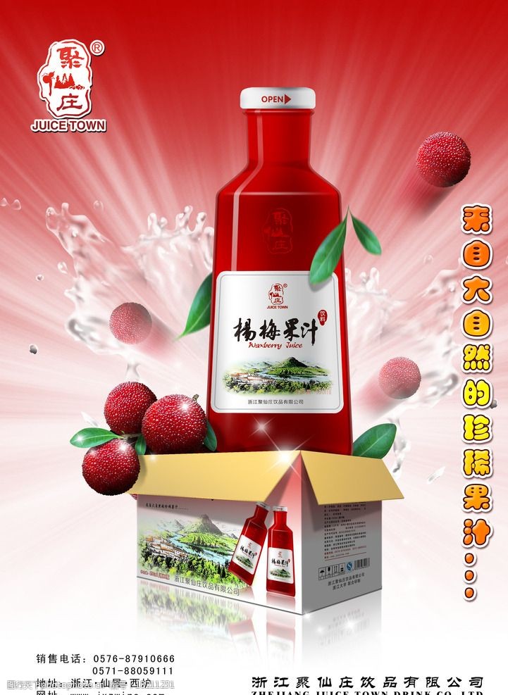 聚仙庄杨梅果汁海报图片