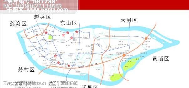 广州市海珠区-矢量地图