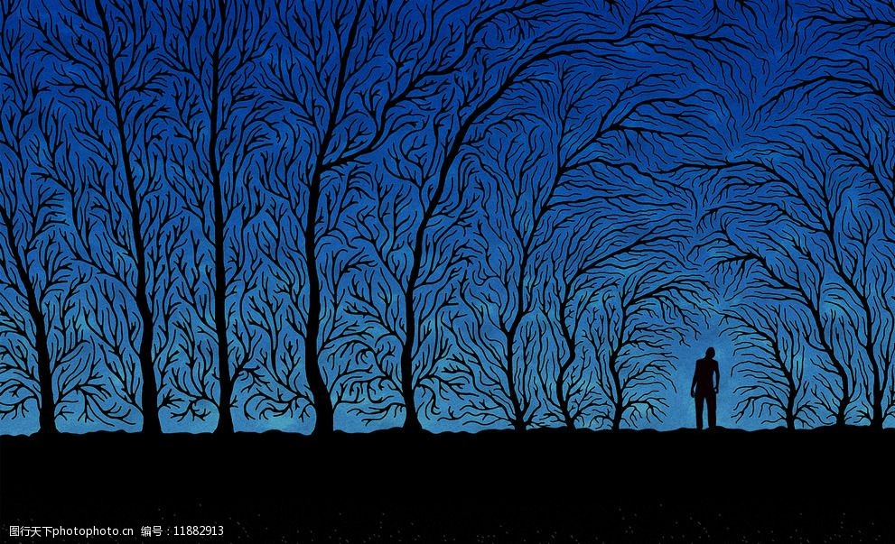 树木剪影图片