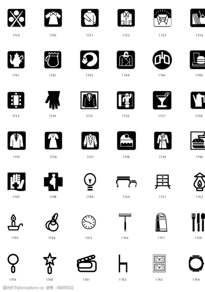 黑白ai矢量生活用品图图片